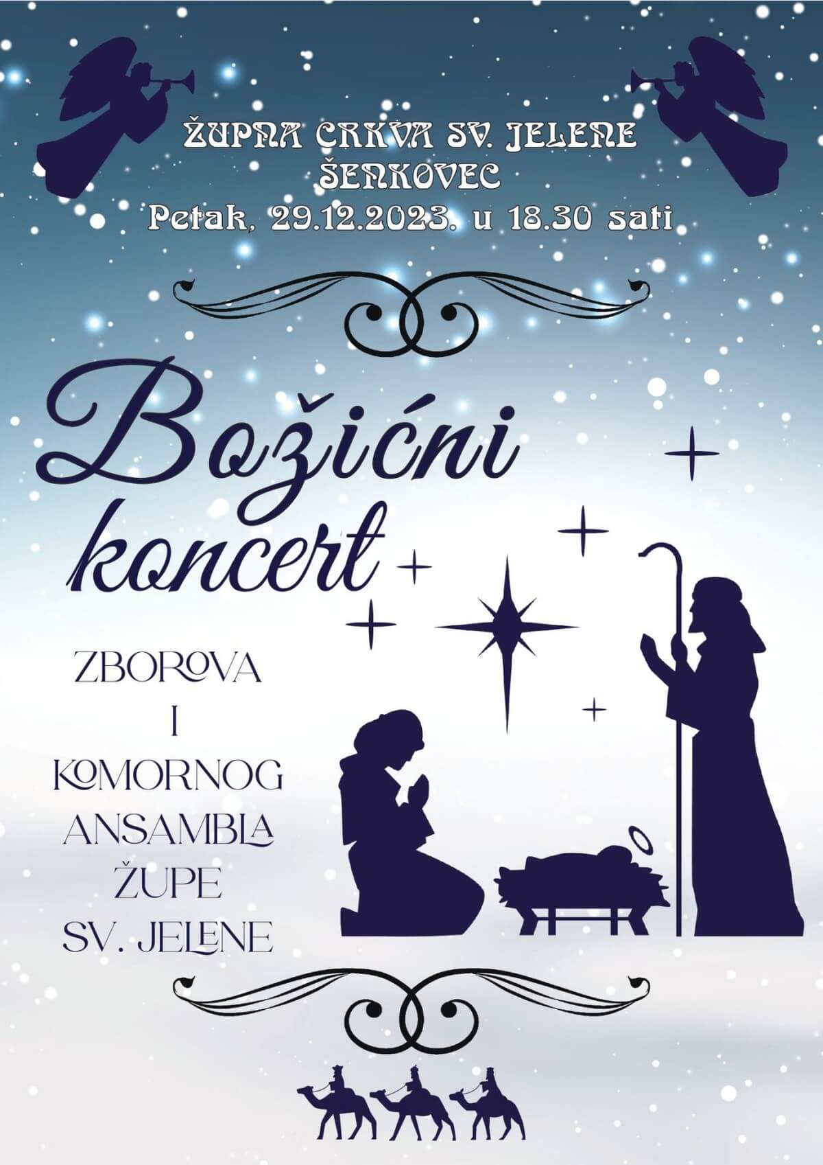 Najava za Božićni koncert u Župi svete Jelene Šenkovec, 29. prosinca u 18:30 sati