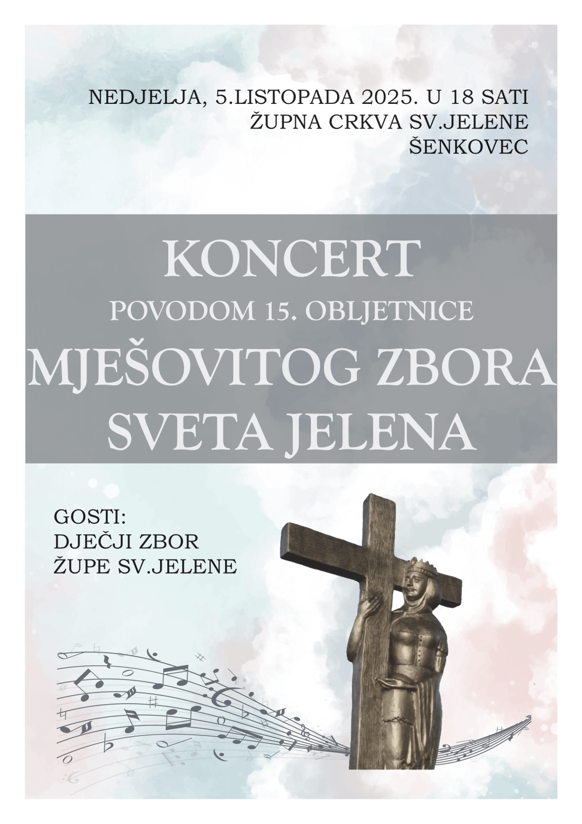 Plakat koncert povodom 15. obljetnice mješovitog zbora